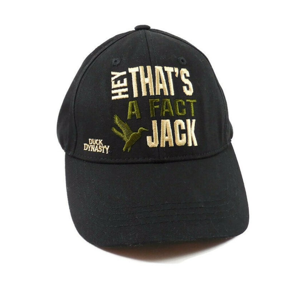 Duck Dynasty Black Baseball Cap HEY THAT'S A FACT JACK Adj Hook & Loop Strap